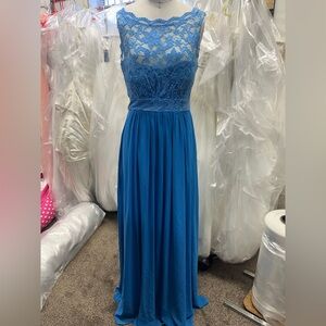 Elegant Blue Lace Women's Dress
